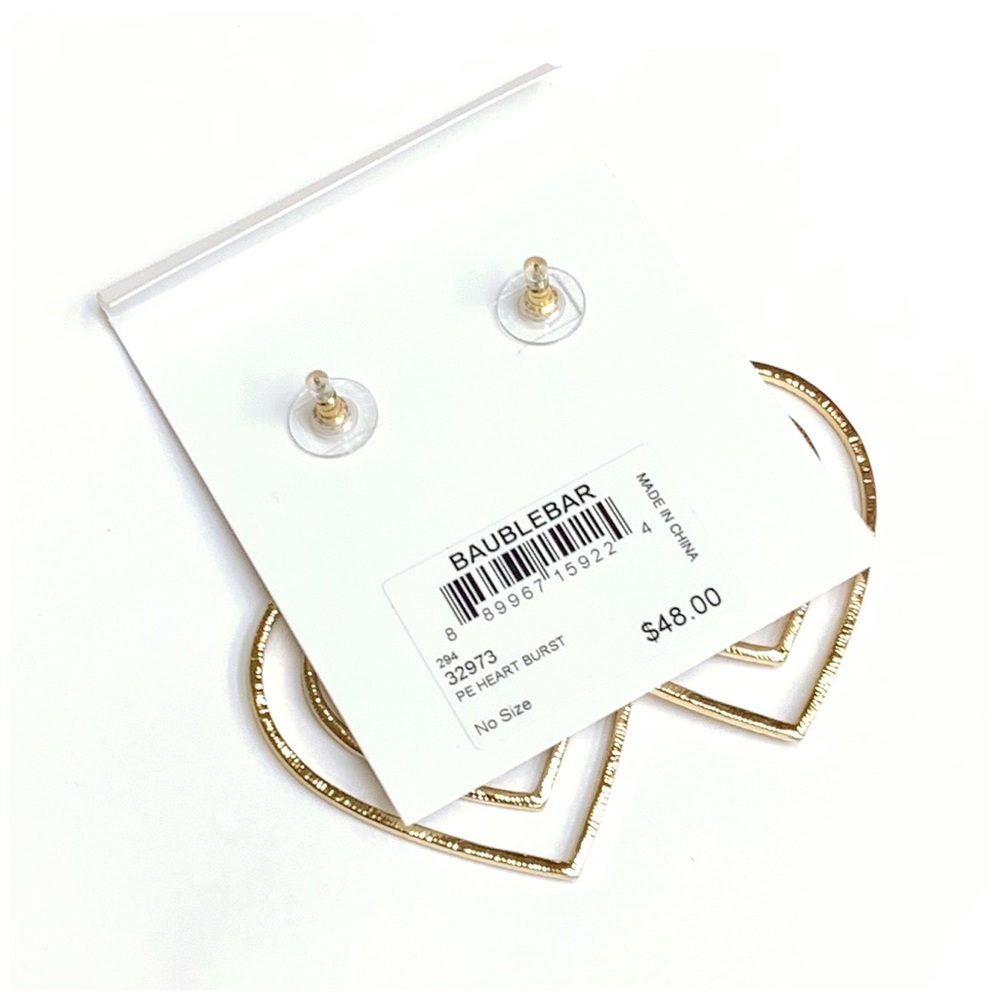 BAUBLEBAR Gold Tone ❤️ Burst Etched Drop Earrings - Picture 4 of 5